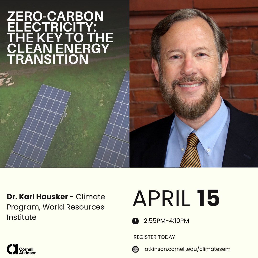 Don’t miss our next climate change seminar on Monday April 15th. Details below events.cornell.edu/event/dr_karl_…