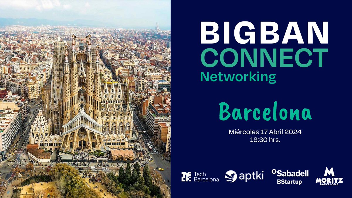 Conecta con referentes del mundo de la inversión en startups en #Barcelona el próximo 17/04 en #BIGBANConnect impulsado por <a href="/BIGBANInversion/">BIGBAN Inversores Privados</a> con el apoyo de <a href="/BStartup/">BStartup</a> de <a href="/BancoSabadell/">Banco Sabadell</a> y @Aptki <a href="/TechBarcelona/">Tech Barcelona</a> <a href="/MoritzBarcelona/">Moritz Barcelona</a>

Consigue tu entrada en: sab.to/3UdnBzH