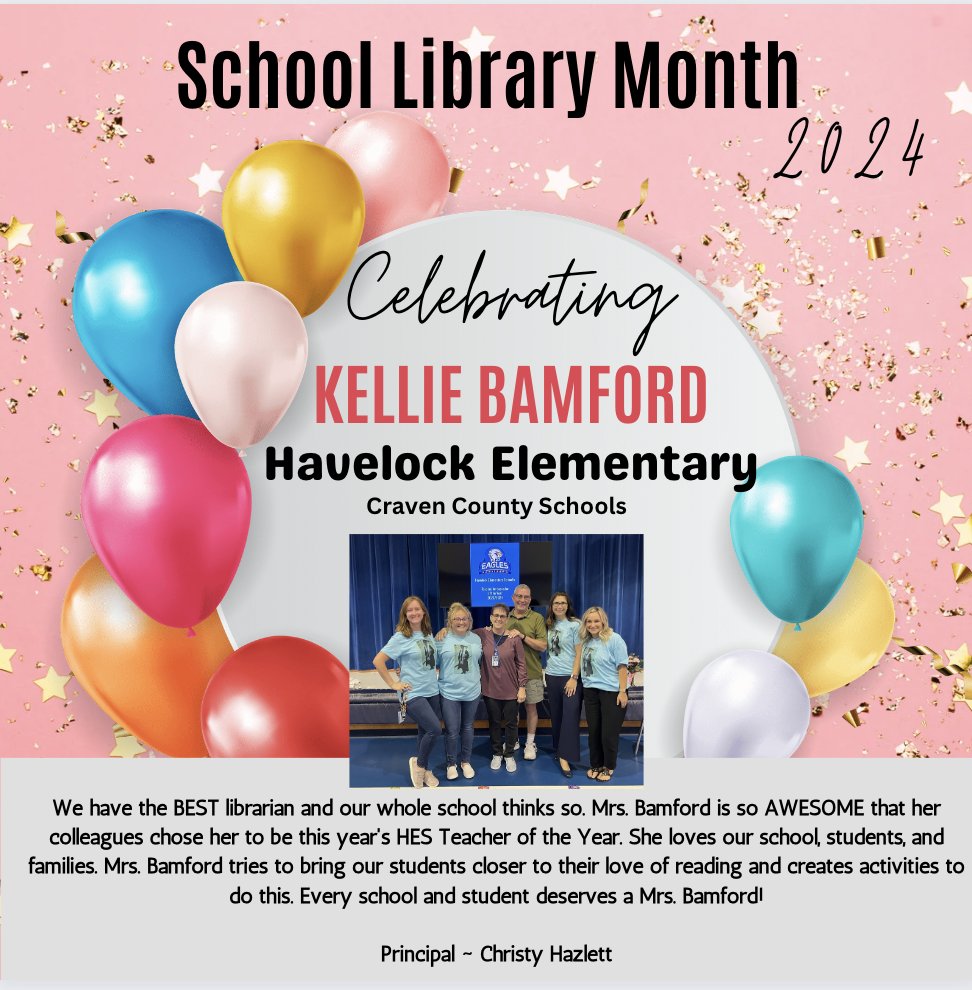 Shout-out to Kellie Bamford for being an awesome SLMC and <a href="/HavelockElem/">Havelock Elementary</a>'s Teacher of the Year!
