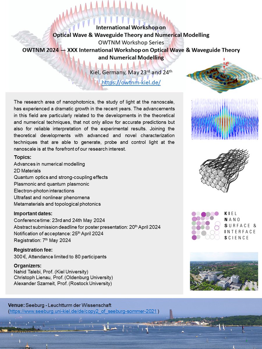 TalebiNahid's tweet image. Last Call for Submissions! Join us at the 2024 XXX International Workshop on Optical Wave & Waveguide Theory and Numerical Modelling! Submit your abstract by the upcoming deadline and share your research with experts in the field. #OpticalWave #WaveguideTheory #NumericalModelling