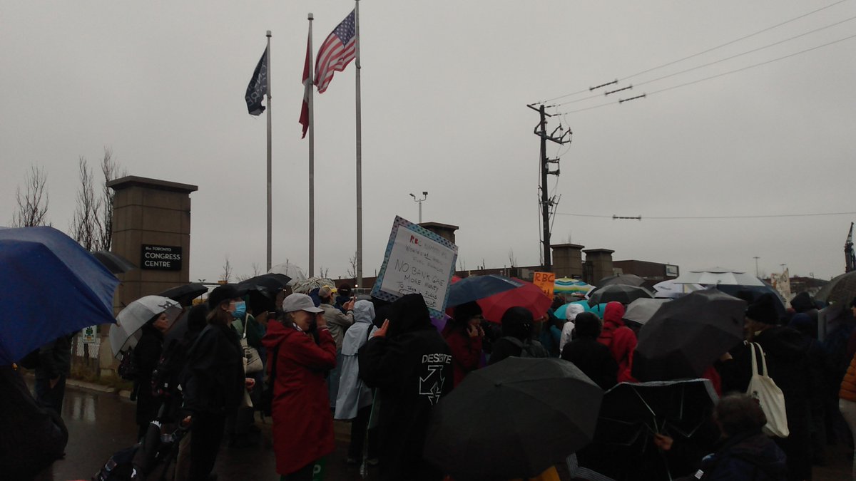 Gathered now outside the Congress center, making noise, to support the #INDIGENOUS #delegates inside the AGM!! We are with you!