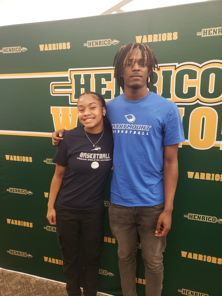 At Henrico High School this morning for their Spring Signing Day! Two basketball players, Sharon Rosser (@RosserShamon) and Mckenzie Wiggins @m_ckenzie_w) signed NLI's to Marymount and Virginia Wesleyan! @CBS6 @marymount_mbb @VWUWBB