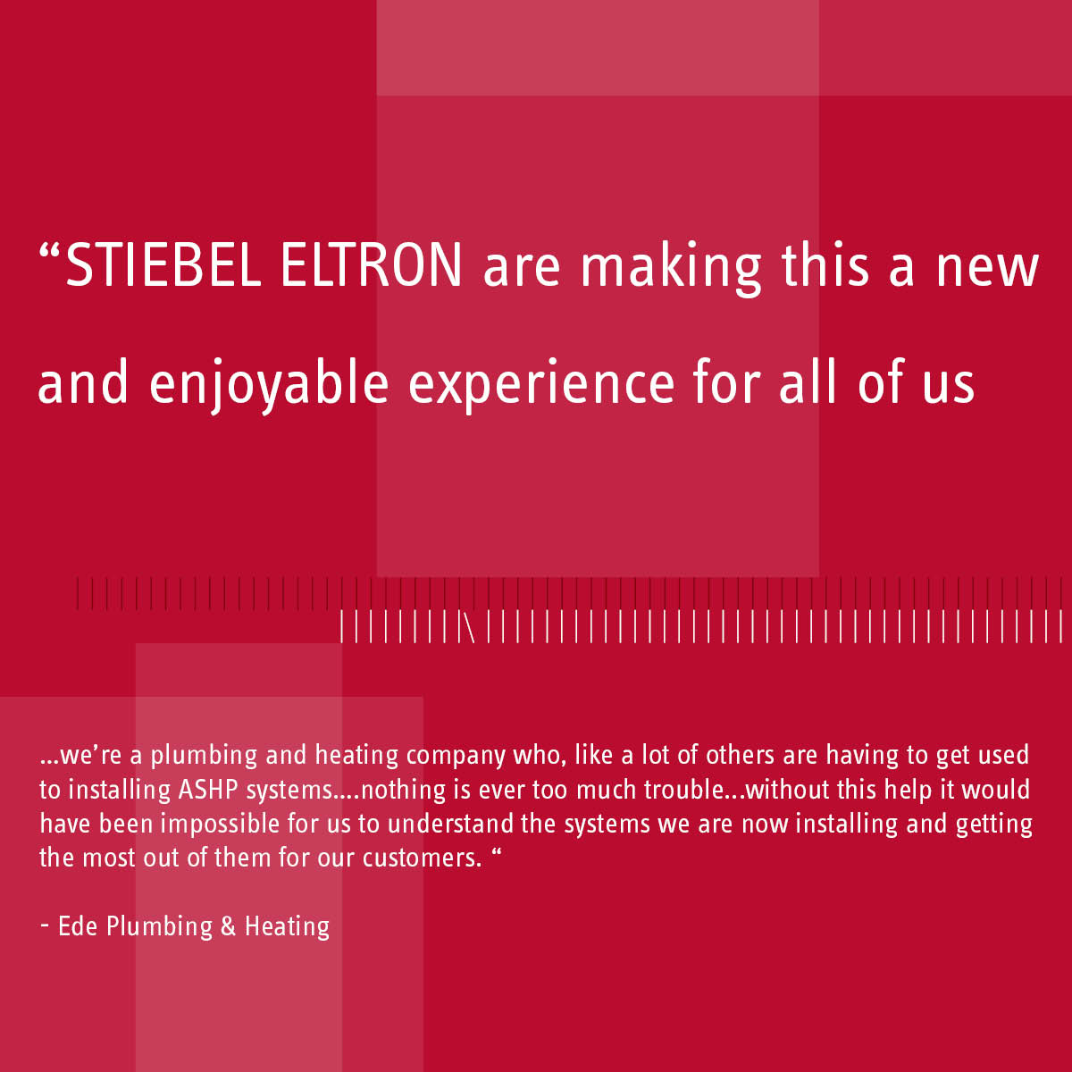 This is the experience we strive to create for every partner and user of our products. Join the STIEBEL ELTRON family today!

Email sales@stiebe-eltron.ie or call 0151 436 96 

 #heatpumps #heatpumptechnology #gasengineer #heatingengineer #heatingandcooling #heatingsystem