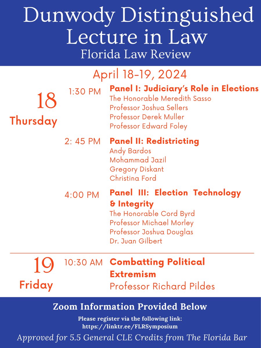 Join us next week for our Dunwody Distinguished Lecture in Law! RSVP for either in person or virtual attendance! linktr.ee/FLRSymposium