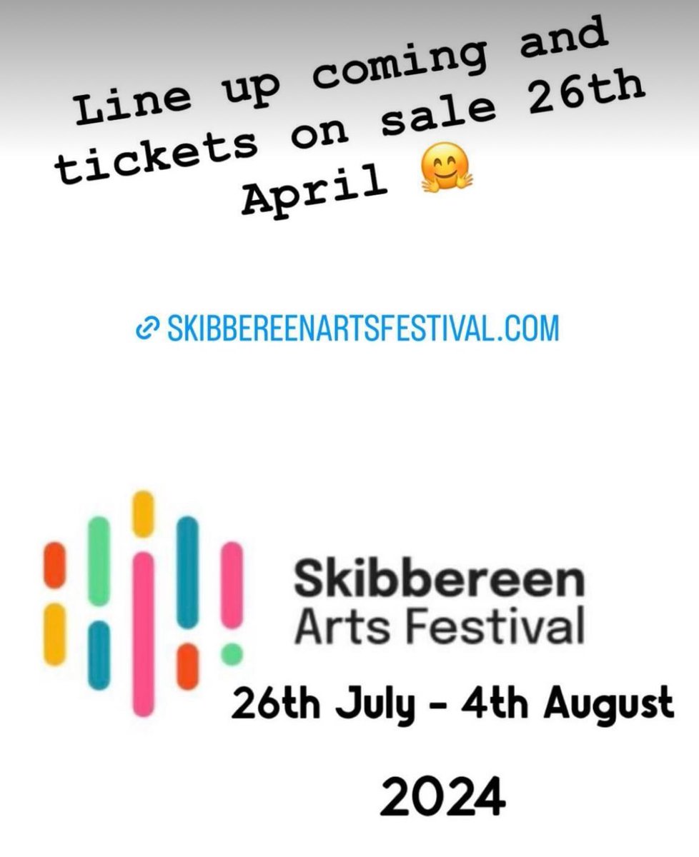 Line up coming and tickets on sale 26th April! 
@artscouncil_ie @Corkcoco @wcorklitfest @westcorkarts @westcorkhisfest @skibbheritage @SkibbHistory #westcorkfestivals @FiddleFair