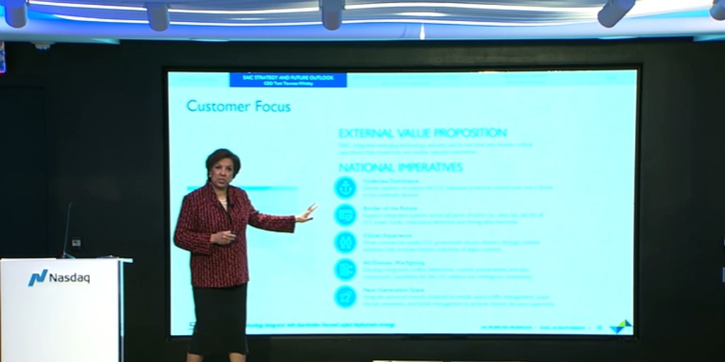 Now on stage, Toni Townes-Whitley is discussing SAIC’s strategy that will meet customer missions and national imperatives. Learn more about our national imperatives: bit.ly/nimx