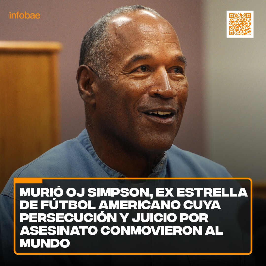 Murió OJ Simpson, ex estrella de fútbol americano cuyo juicio por asesinato conmovió al mundo bit.ly/43RXtgV