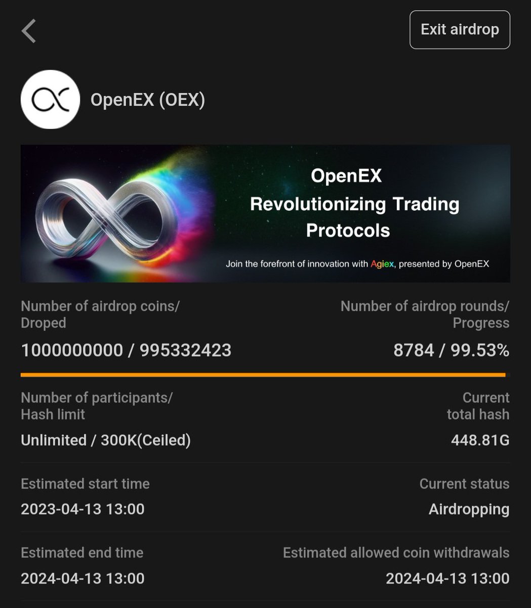 🚀 Exciting news! 
The Openex $oex airdrop is 99.53% complete! Don't miss out on claiming yours. 

Are you ready?

ʟɪᴋᴇ ❤️  |  ʀᴇᴘᴏsᴛ  🔄  |  ᴄᴏᴍᴍᴇɴᴛ 🖍️

#Airdrop #Satoshi #Core #Crypto
#OEX #OEXApp #OEXCommunity