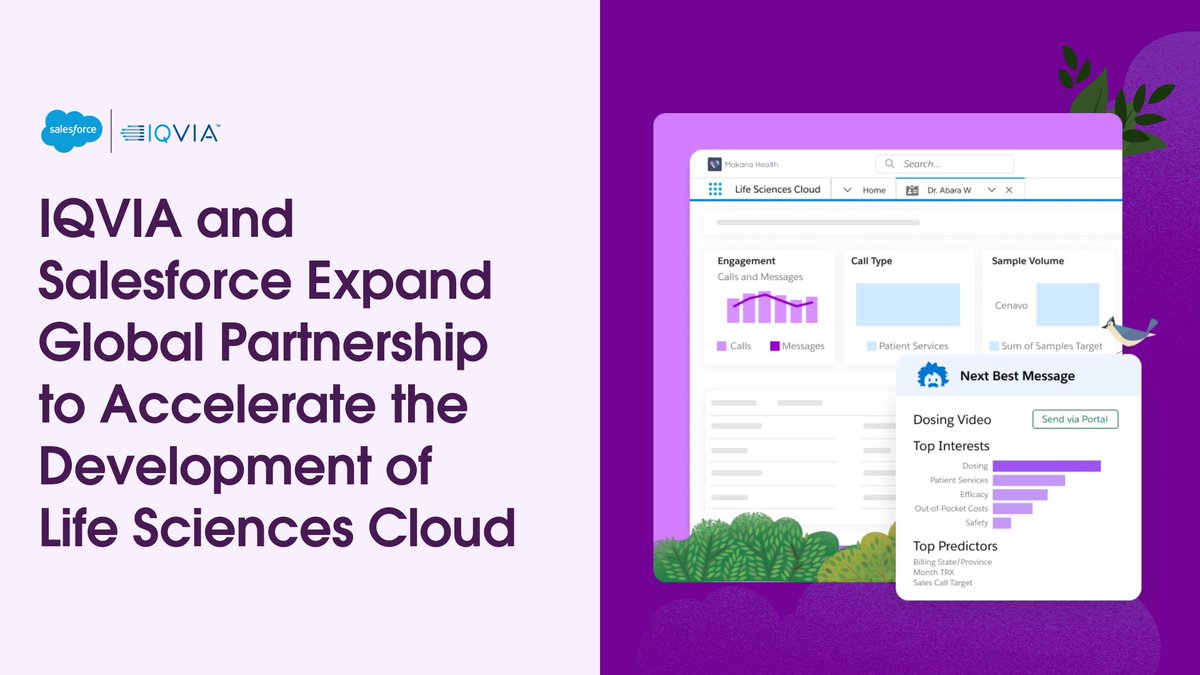Our collaboration with @IQVIA_global will accelerate the development of Life Sciences Cloud for customer engagement - expected to be available in 2025. This will transform the future of healthcare relationships. Find out more: sforce.co/4aSlnLI
