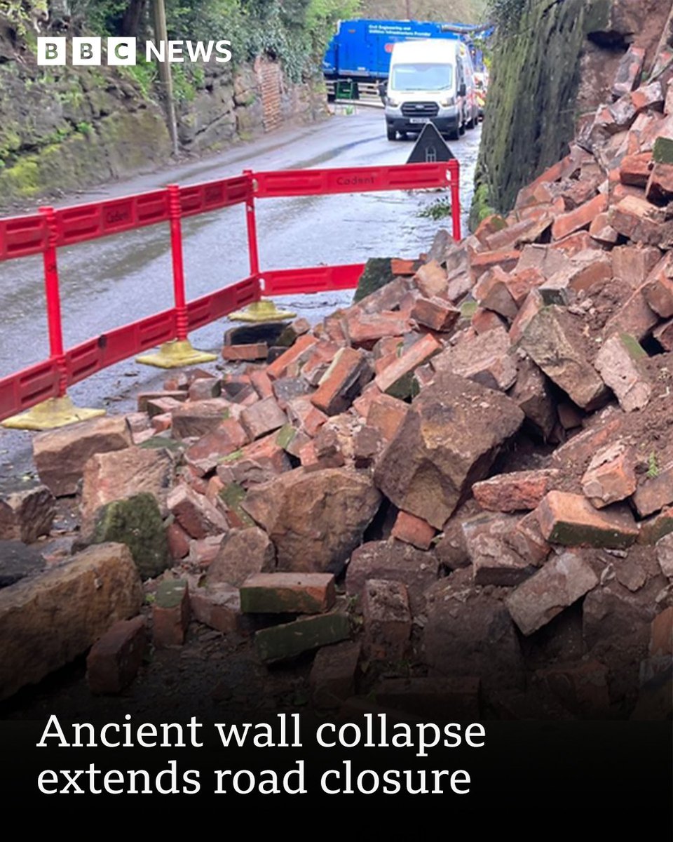 'Goodness knows what would happen if there had been a car beneath it.' There are fears all of the ancient wall may need to be replaced after part of it collapsed. Read more: bbc.in/3UeGEK3