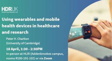 .@HDR_UK Seminar! @PeterHCharlton on 'Using wearables and mobile health devices in healthcare and research' 🗓️18 April 2024 at 13:30 online or in person at the @HLRI_Cambridge Book your place here: tinyurl.com/mtnxhtjc