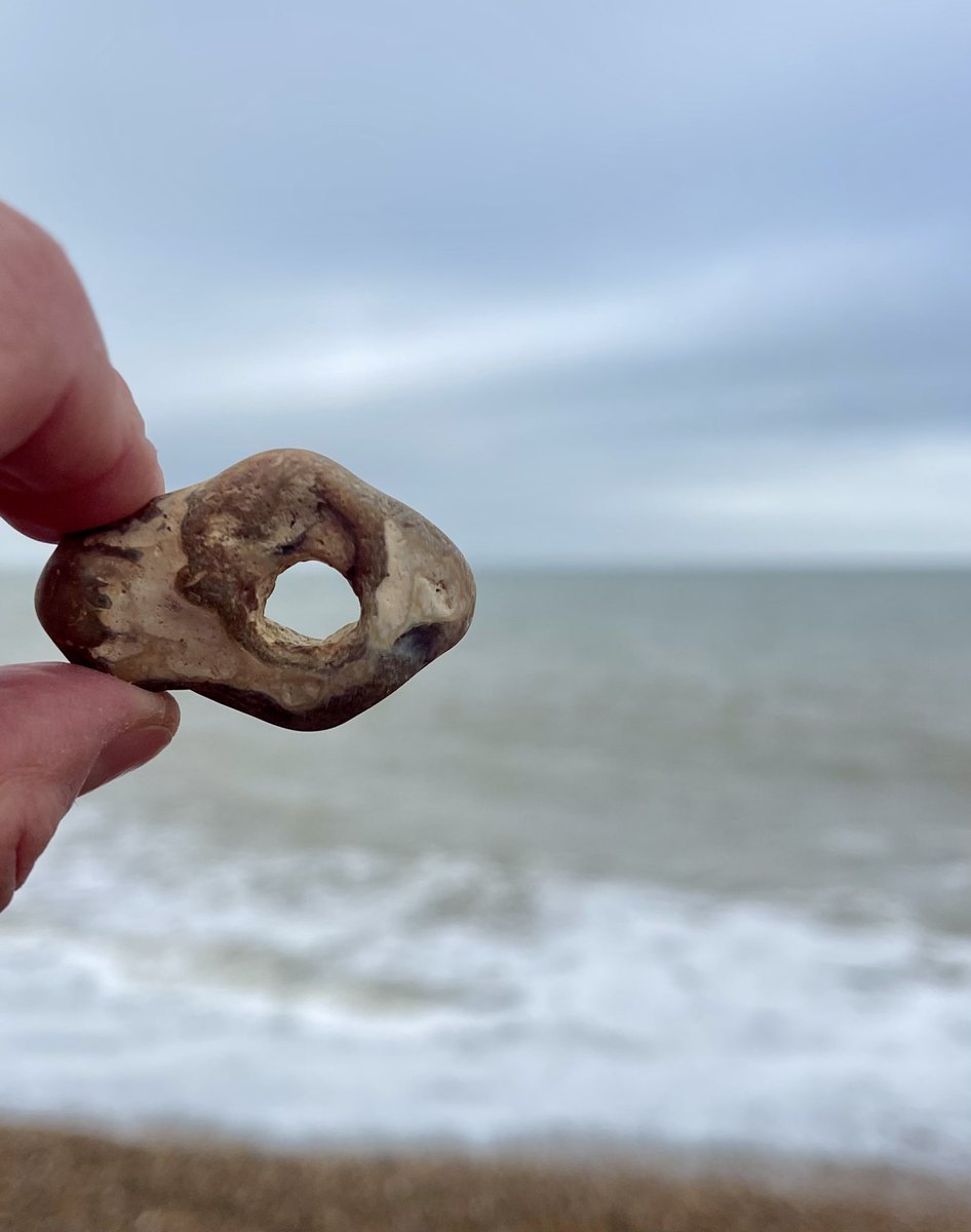 Another good swim 🏊🏻‍♀️ in slightly choppy waters and a #SussexHagstone with a whopping hole … 12c in & 14c out ~ waiting for this heatwave! #wildswimming #beachlife #vitaminsea #ThursdayMood ♥️