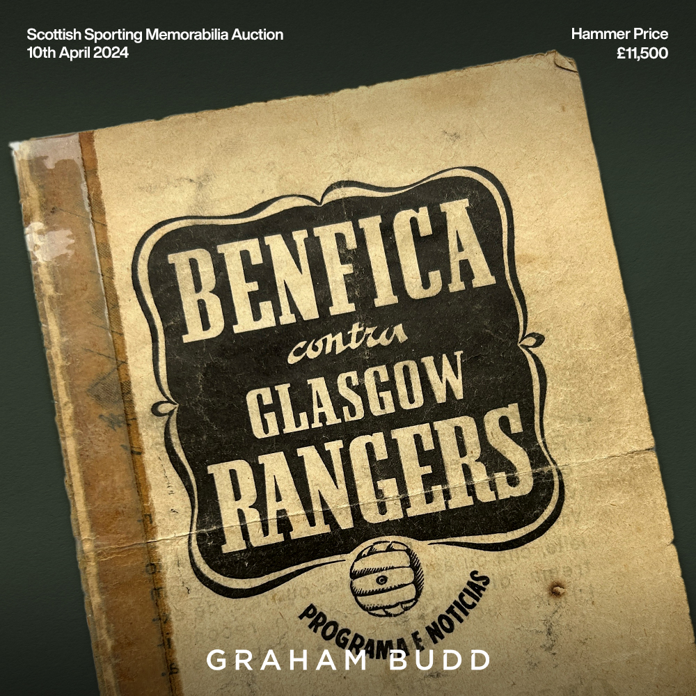 buddsauctions's tweet image. We were breaking records in Glasgow 🏆

The extremely rare Benfica v. Rangers friendly match programme, from the 10th February 1948 broke the World Record price for a Scottish Football programme. With an estimated value of £800 - 1,200 the programme sold for a hammer price of…