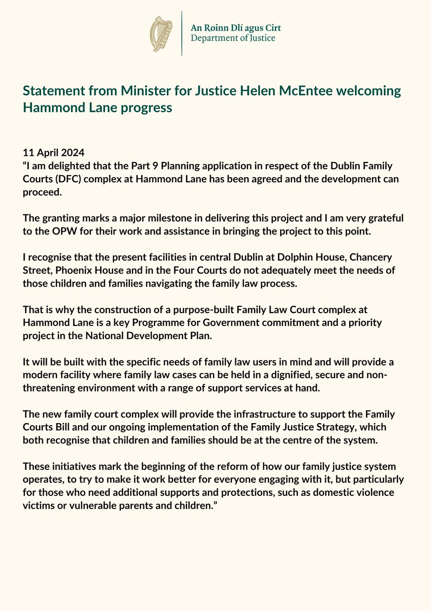 📢 Statement from Minister <a href="/HMcEntee/">Helen McEntee TD</a>