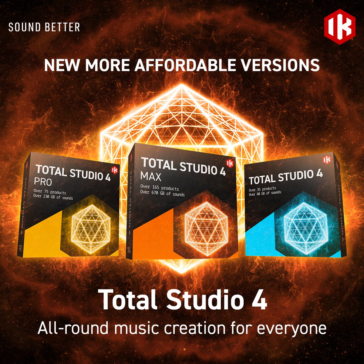 We're pleased to introduce two new versions of Total Studio 4 adding new, affordable entry points for everyone into IK's all-round music production suite. bit.ly/newversionsts4