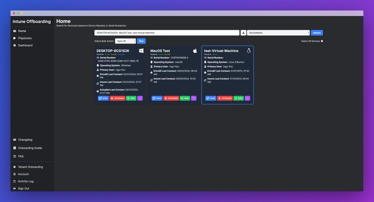 UgurKocDe's tweet image. 💻 Intune Offboarding v2

▶️ Automate the offboarding of your devices in Intune, EntraID and Autopilot. 
▶️ Run Playbooks e.g. List all Stale Devices, List all Devices with a End-of-Life OS Version and also List all Devices that you have in Autopilot but not in Intune
▶️ A…