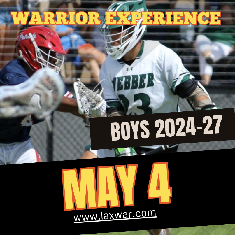 Webber Warrior Experience Prospect Camp May 4.  Come see what #lakesidelax is all about.  Two lacrosse sessions, tour, recruiting talk, weight room intro session.  laxwar.com to register!  Boys 2024-27.  Position work with specialty coaching for FO and GK!!