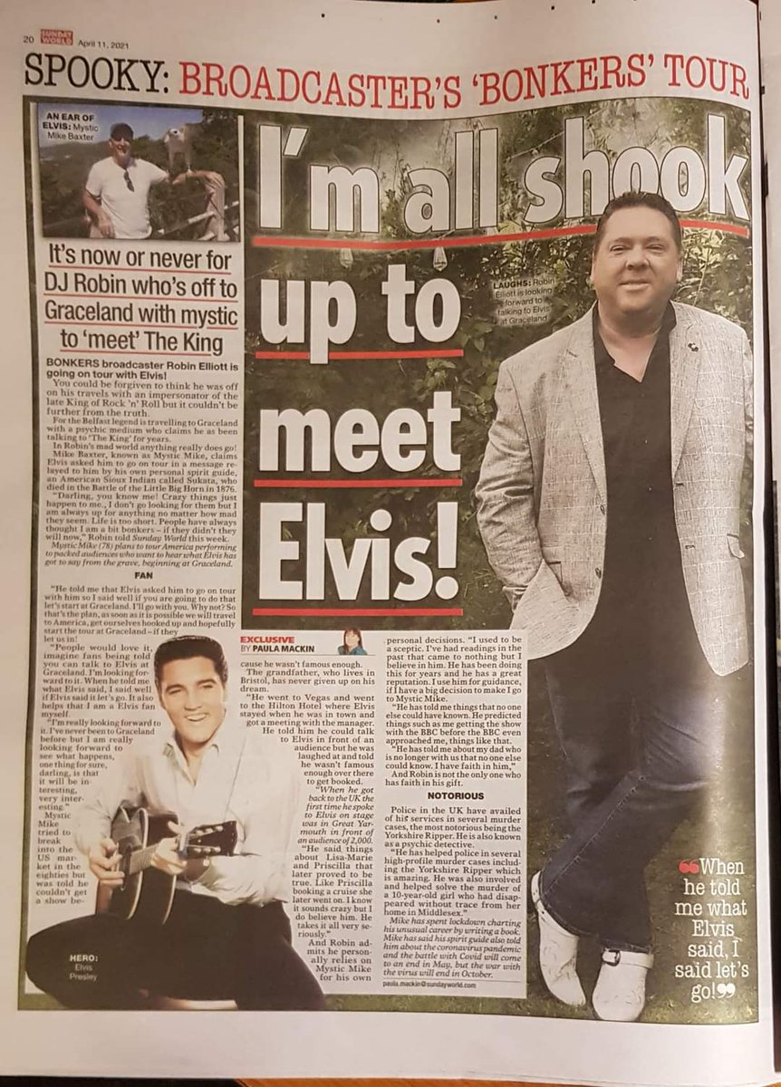 📸 Throwback Thursday Sunday World story by Paula Mackin from 2021 with my good friend & much missed Mike Baker #throwbackthursday #sundayworld #elvis #elvispresley #graceland