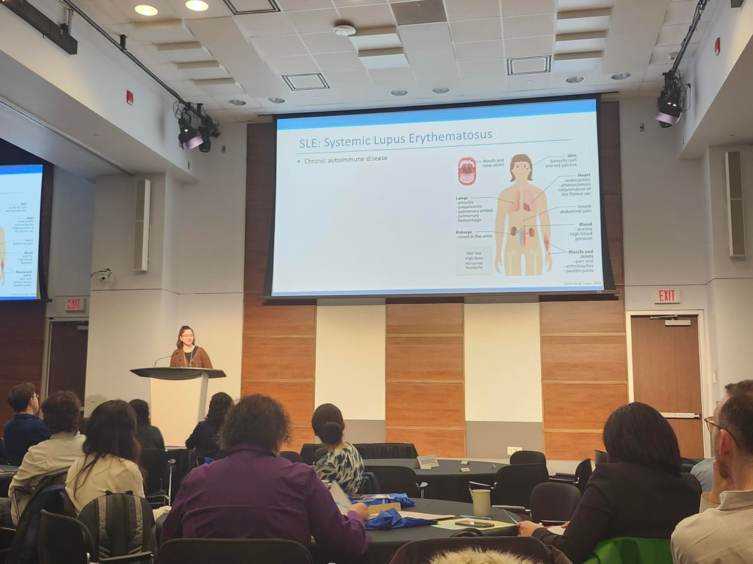 Carol Nassar, PhD Student @SchroederInst, supervised by Dr. Joan Wither, presented at #KrembilResearchDay2024 on 'Characterizing Memory T Cell Subsets Associated with SLE Etiopathogenesis.'