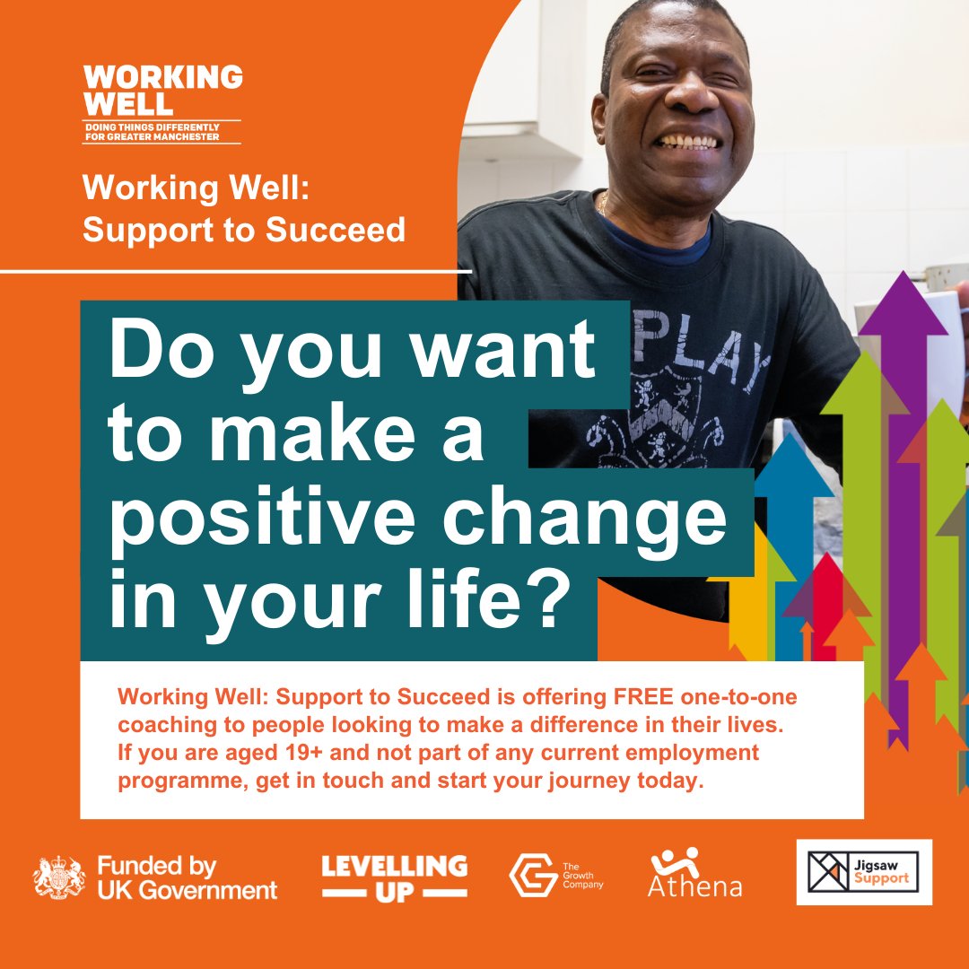 If you are not in employment and need support to make positive changes in your life, contact our Support to Succeed team who can provide one to one coaching to get you back on track - 0161 331 2048 support.jigsawhomes.org.uk/support-to-suc… #Tameside #Wigan