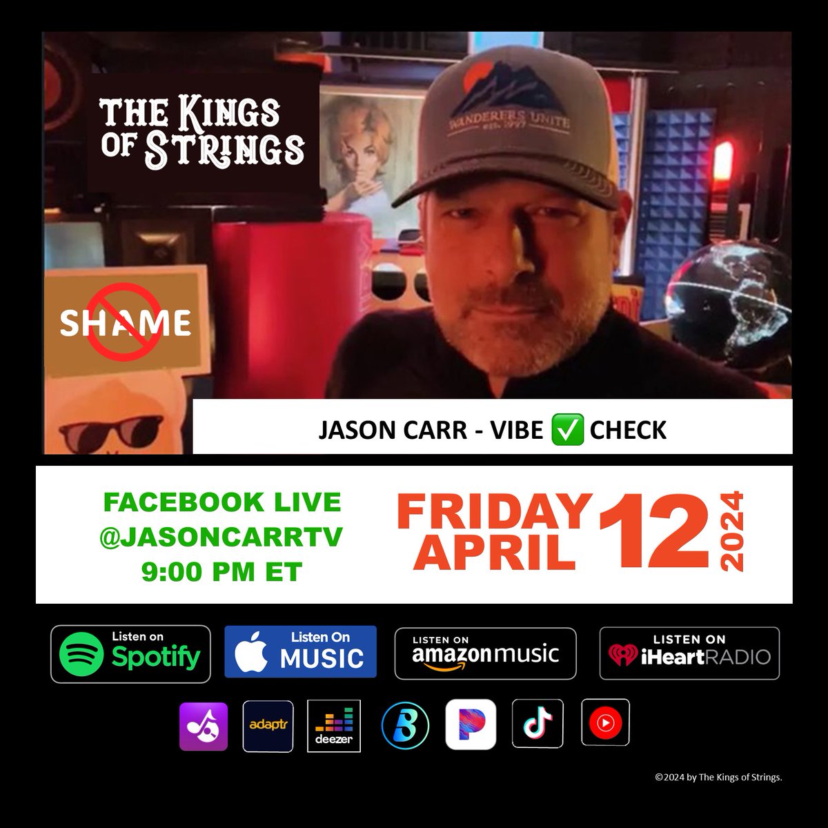 EXCITED to be featured on Vibe✅Check with Jason Carr. Catch us this Friday, April 12, 2024, at 9 PM ET FACEBOOK LIVE @JasonCarrTV
#thekingsofstrings #rockandroll #altrock  #detroitrockcity #supportlocalartists #supportlocalmusicians #JasonCarr