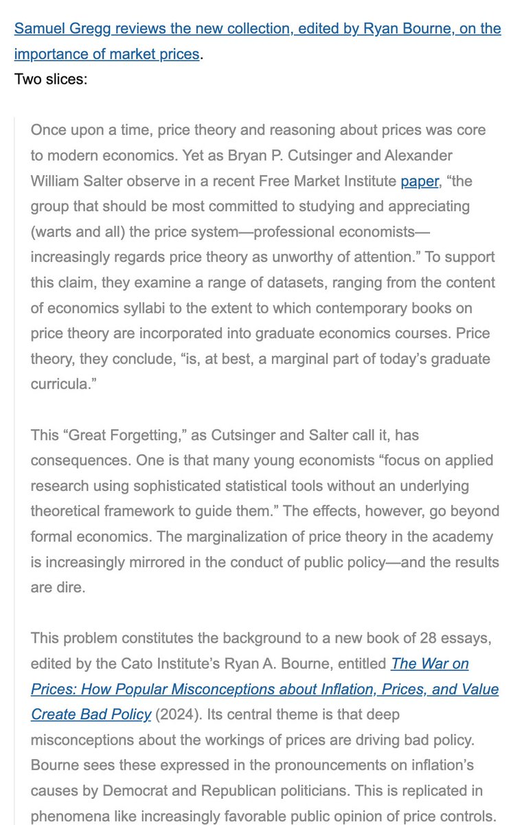 Thanks @CafeHayek, for sharing AIER's @DrSamuelGregg piece published at @lawliberty, 'The Great Purge of Prices': cafehayek.com/2024/04/some-l…. Read more at lawliberty.org/book-review/th….