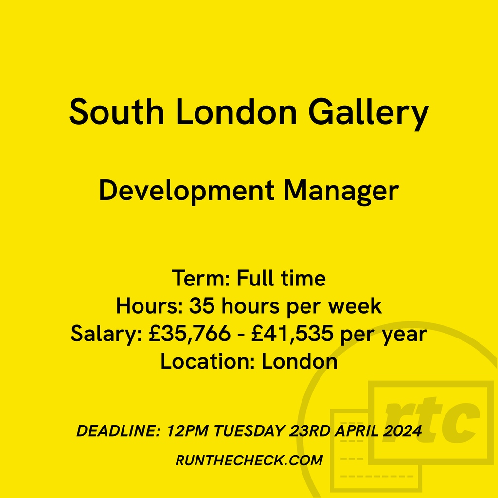 @SLG_artupdates, Development Manager 🌝 Apply ↓ runthecheck.com/south-london-g…