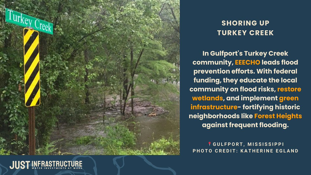 With federal funding, EEECHO (the Education, Economics, Environmental, Climate And Health Organization) will lead efforts to build flood resilience for the historic neighborhoods around Turkey Creek. 💧See more #JustInfrastructure case studies at justinfrastructure.org