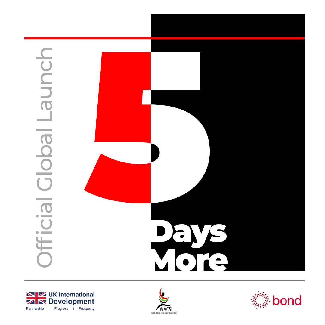 Five days to go! 🚀 Stay tuned for the official launch of the executive summary of the 'FCDO Engagement Report on Shaping the Future of Globally Managed Civil Society and Civic Space Programming'. Are you ready? #GlobalCivilSociety #Partnership #FCDO #BondUK #WACSI #FCDOReport