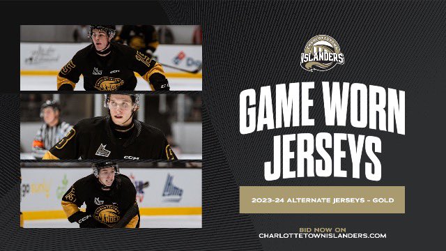🏒 Charlottetown Jersey Auction The @IslandersHKY Alternate Gold Jersey Auction is now open! Add a new one to your collection Be sure to get yours here ➡️ bit.ly/CharlottetownD…