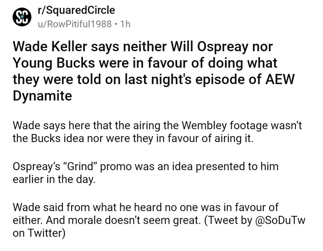 Who did it come from then? The man that signs the checks. Tony Kahn is the most harmful thing to the growth of AEW. That's the way it seems anyway...