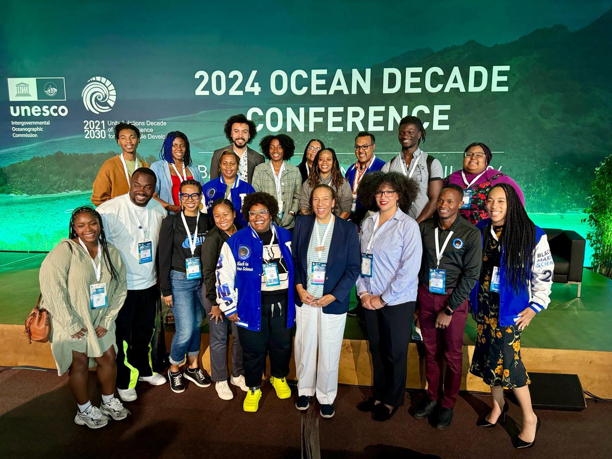 Marine science is still LIT 🔥🔥🔥here in Barcelona!! Thanks from the bottom of my heart ❤️ to @BlackinMarSci #TidalWave24 for all the tremendous support at today’s #OceanDecade24 plenary session!!!! 📸 by @mvisbeck #OceanDecade