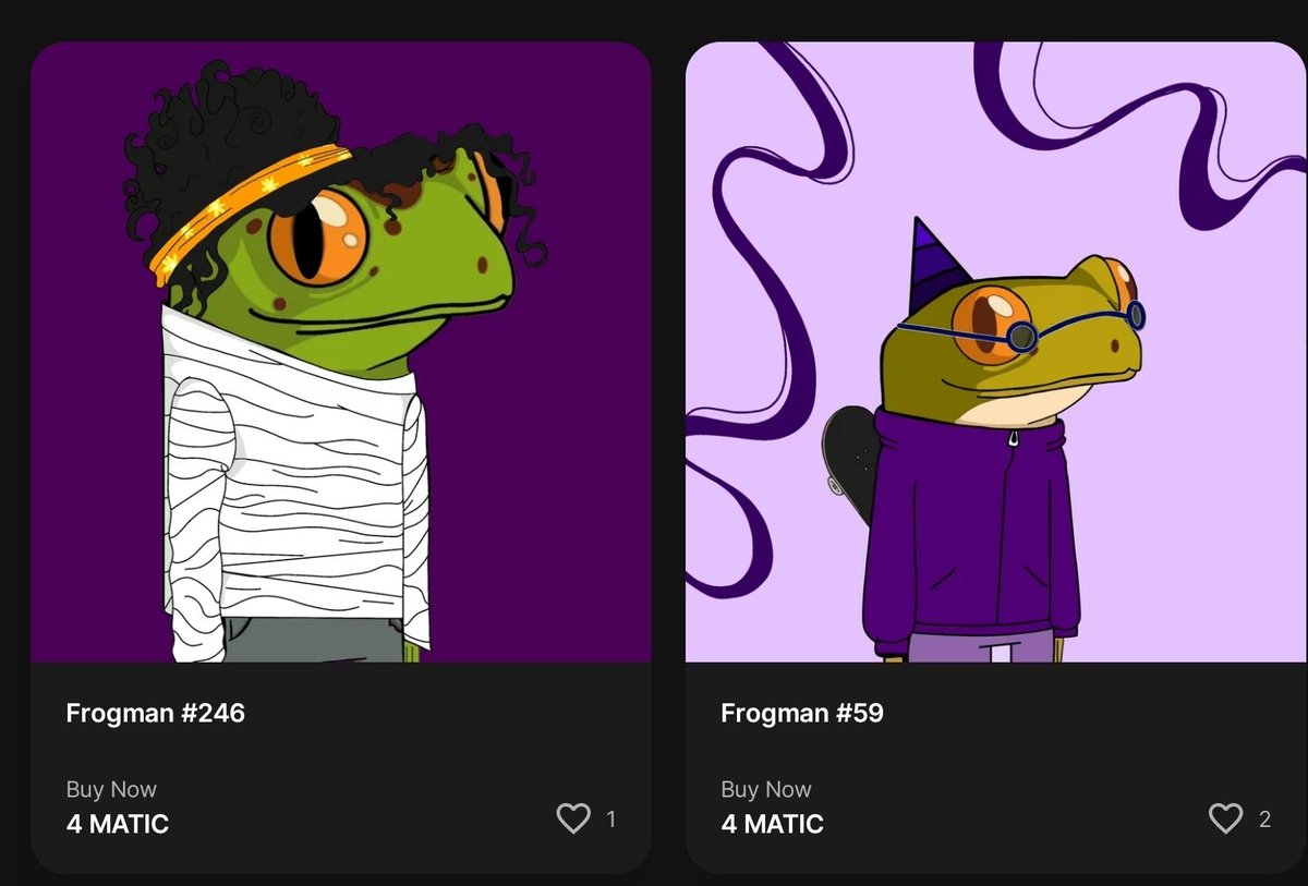 Frogman Collection V2 

Floor Price: 3 $MATIC 
opensea.io/collection/fro…

#NFT #PolygonCommunity #NFTCollection #Frogman