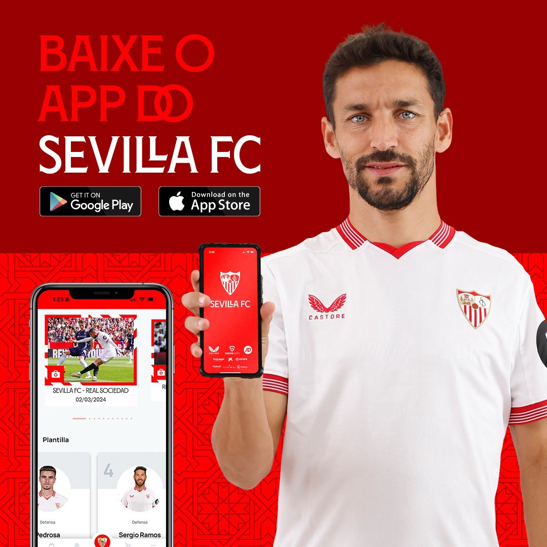 FIQUE POR DENTRO DE TUDO! 📲 ⤵️ Baixe agora mesmo o app oficial do Sevilla FC: bit.ly/3PWBRKK #SevillaFC