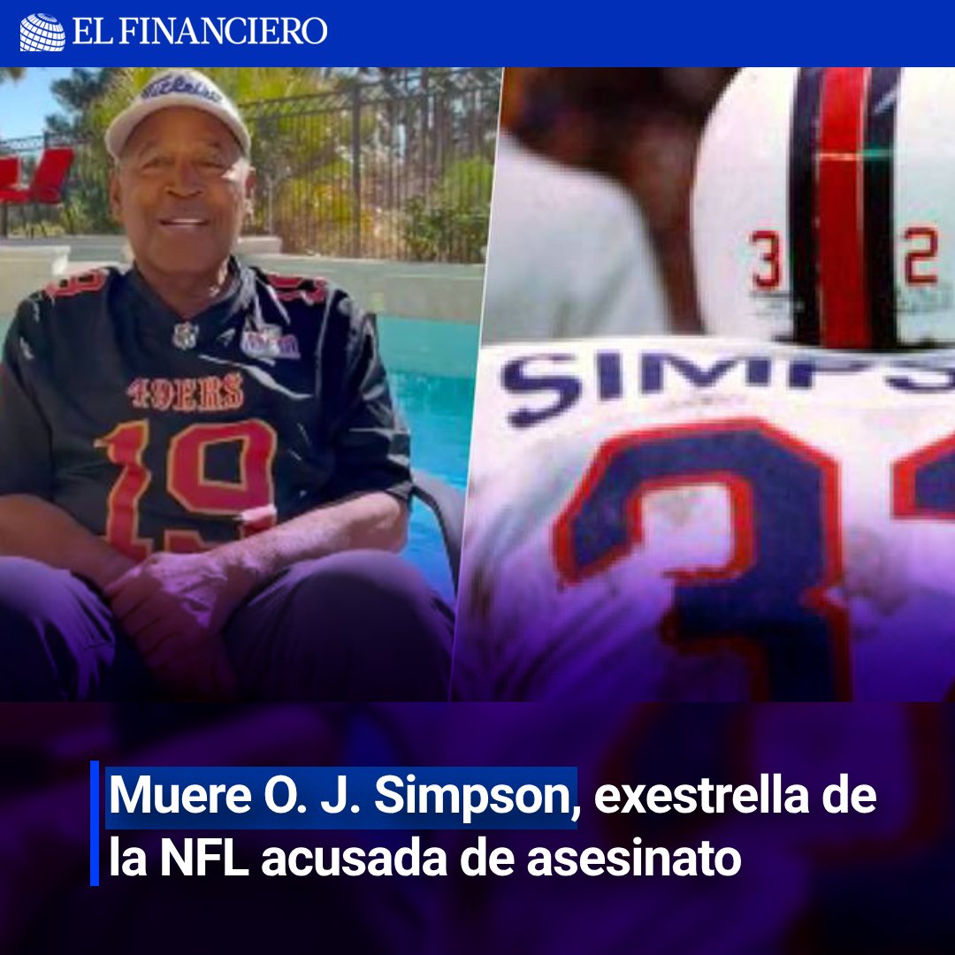 #ÚLTIMAHORA 🚨 Orenthal James, conocido como O. J. Simpson, falleció a los 76 años de edad. Dentro de su trayectoria, además de atleta, también se dedicó a la actuación y la conducción en televisión. ➡️ tinyurl.com/29m5k6km