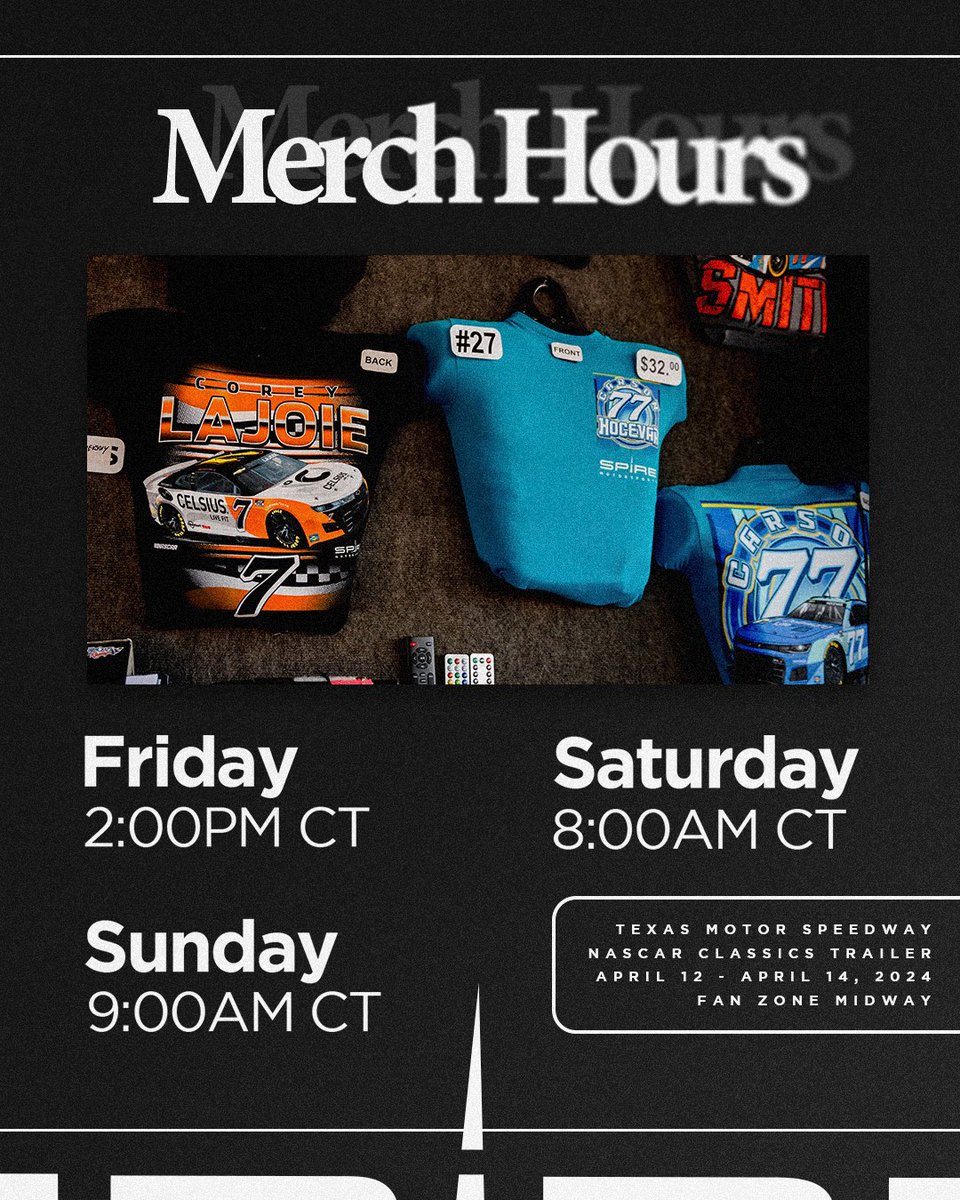 Gear up for Raceday with Spire Motorsports merch. You can find our merchandise in the NASCAR Classics hauler this weekend!