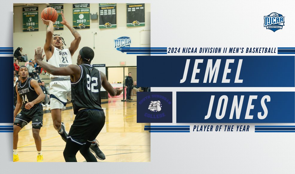🏆2024 #NJCAABasketball DII Men's Player of the Year! Jemel Jones of South Suburban received this year's honor after leading all levels of NJCAA Basketball is points per game. Read more⤵️ njcaa.org/sports/mbkb/20…