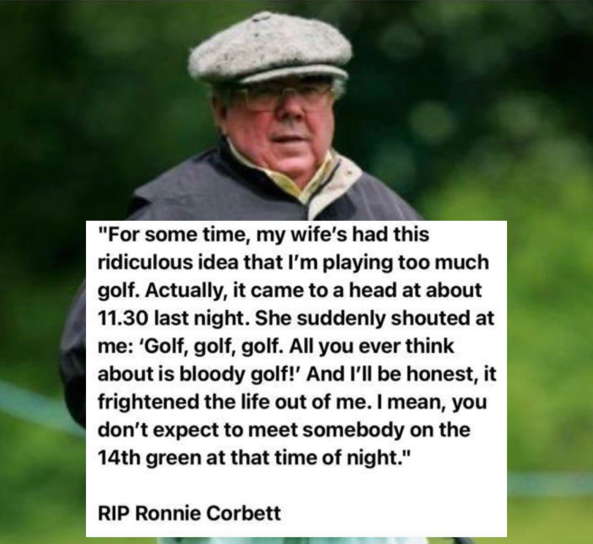 This is a classic from Ronnie. Every golfer can relate with this obsession for the game! 🤣