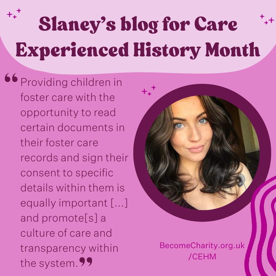 💜For Care Experienced History Month (#CEHM), we asked people to share what they want to see made history in the care system. 💬 Slaney, a TikTok influencer, talks about ending the secrecy around personal records. ⬇️ Read Slaney's blog: becomecharity.org.uk/slaney-slay-bl…