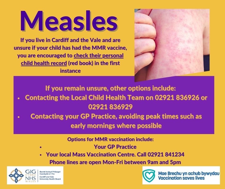 We are working with Cardiff and Vale Health Board to enable children who have missed their MMR vaccines to access it in school. Take a look at the information below and on our website. @CF24News @inksplott @splottcommvols @railwaygardens @cardiffcouncil @PublicHealthW @CV_UHB