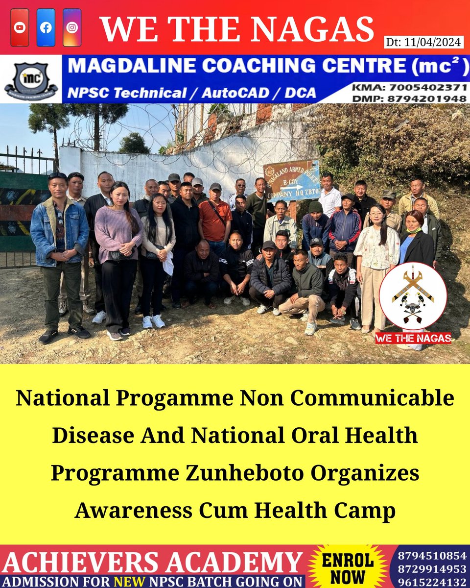 National Progamme Non Communicable Disease And National Oral Health Programme Zunheboto Organizes Awareness Cum Health Camp. . Read more at: instagram.com/p/C5oEn4fPtYF/…