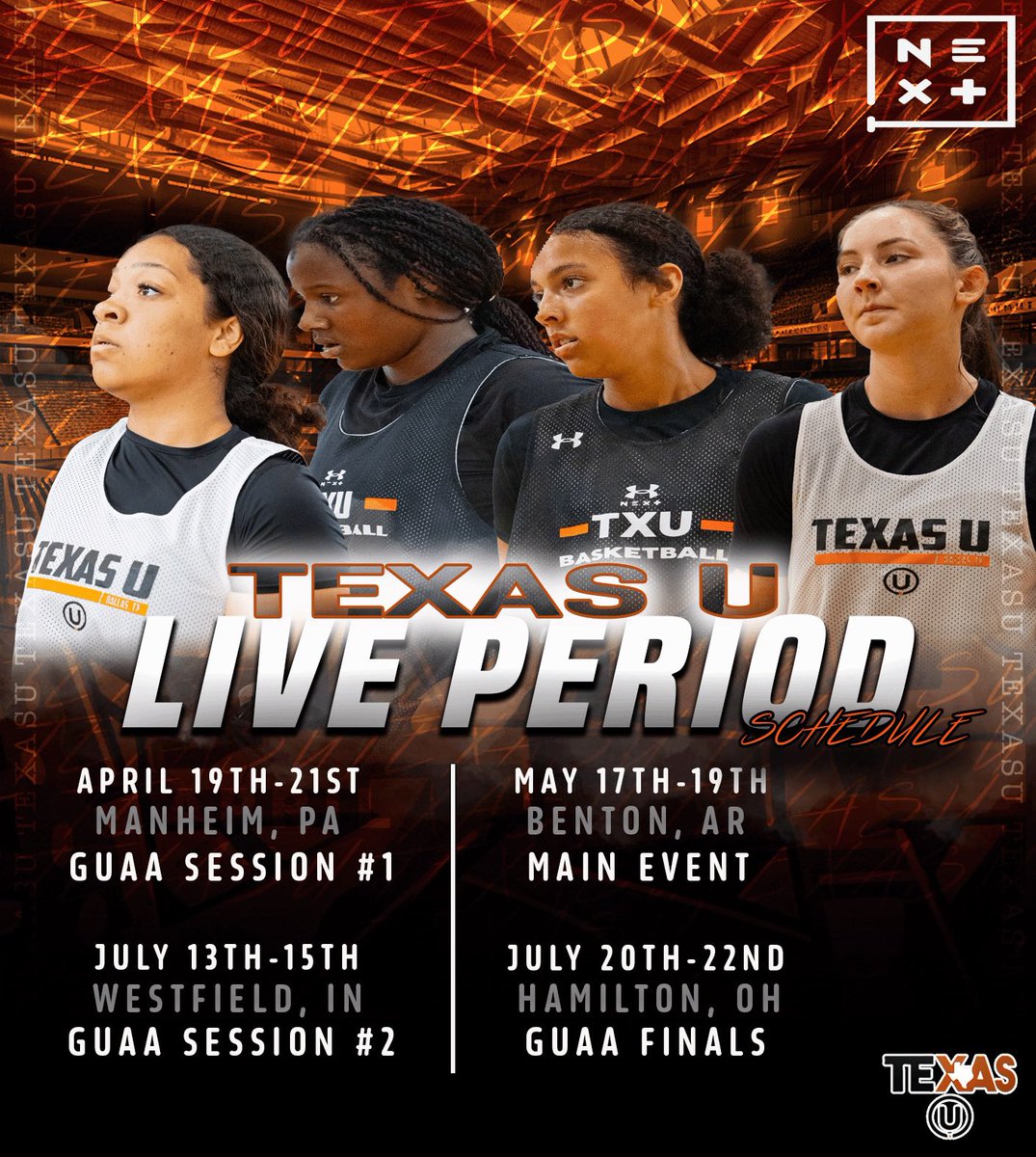 Our @TXUBasketball squads are LOADED with talent‼️ Excited to enter the 2024 Live Period and use the @UANextGHoops and Main Event to power a successful recruiting campaign.. Rosters coming.. #TXUFam🖤🧡