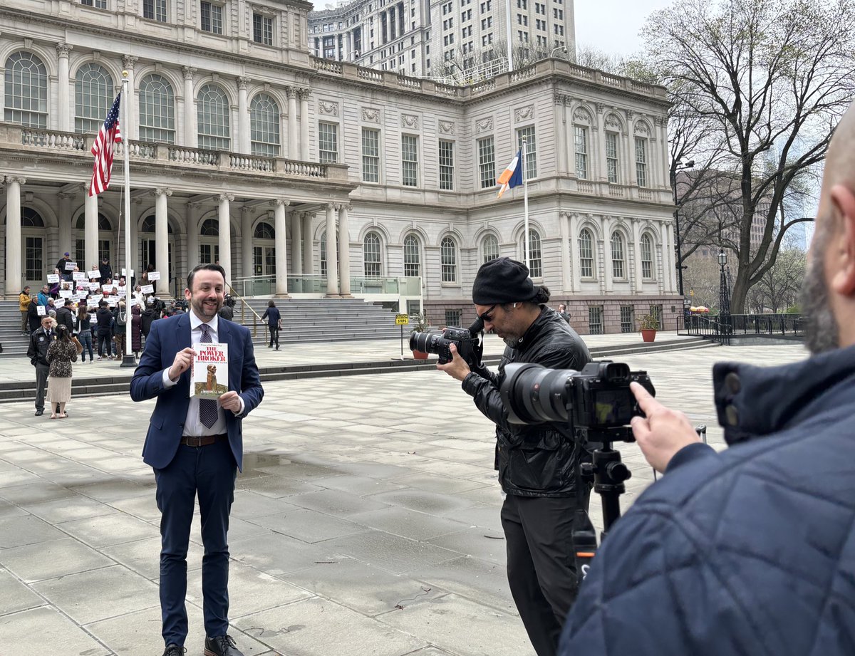 Keith Powers poses with his namesake book, as the city’s public libraries do their annual photo campaign ahead of the budget. Higher stakes this year, though, as they’re asking for $58M restored in expense and $125M restored in capital.