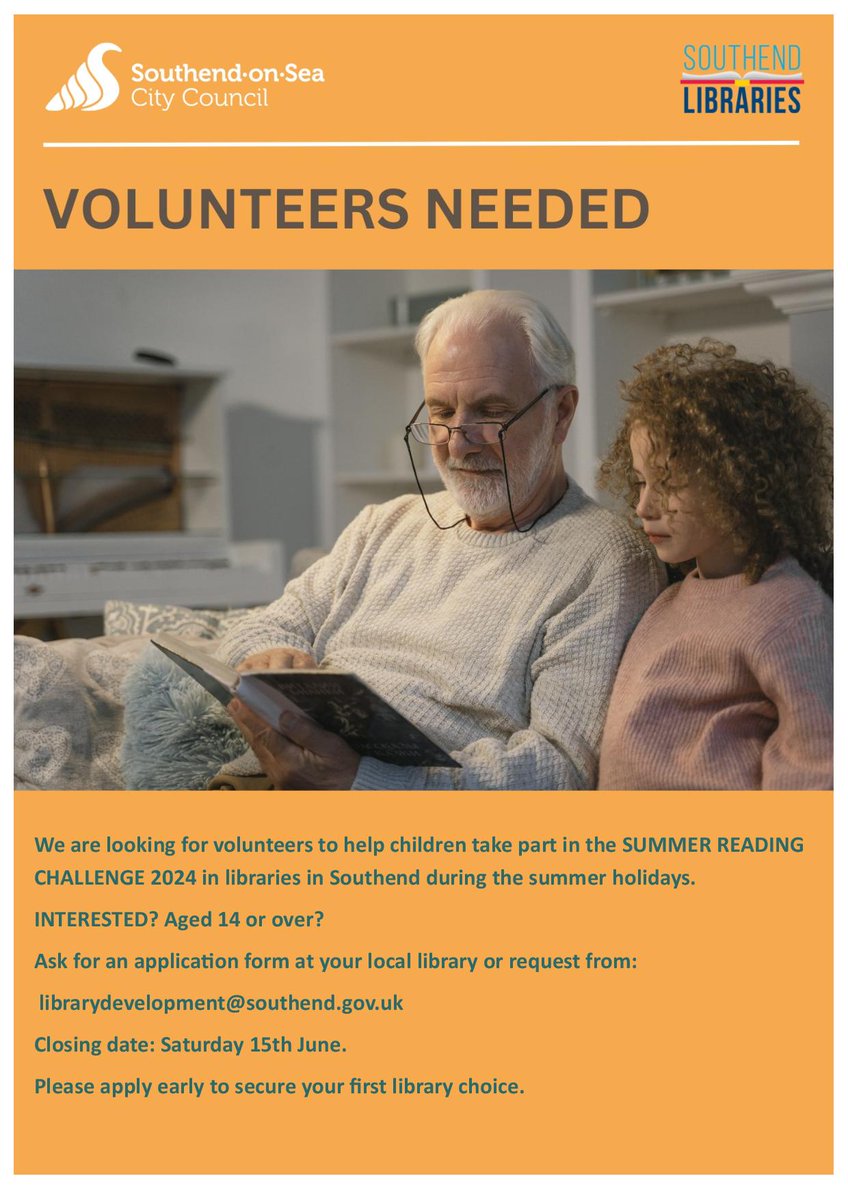 Help the next generation cultivate a love of reading - volunteer for this year's Summer Reading Challenge! We are looking for volunteers of all ages (above 14 years) to help keep children reading over the summer holidays. Applications close 15th June. #CallForVolunteers