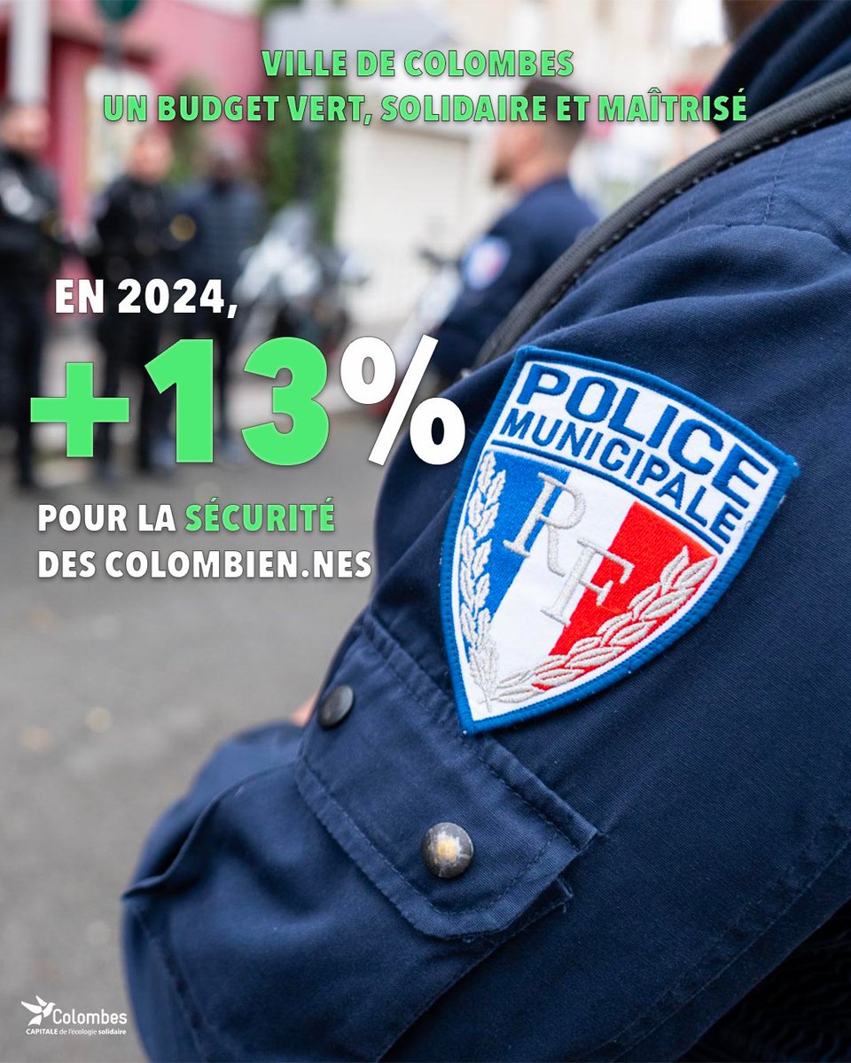 Budget : Un budget vert, solidaire et maîtrisé Comme depuis le début du mandat, la ville de Colombes œuvre afin d’offrir à ses habitant.es une Ville sûre et apaisée. EN 2️⃣0️⃣2️⃣4️⃣ : + 13 % pour la sécurité des Colombien.nes 👉 bit.ly/3VGtjLA