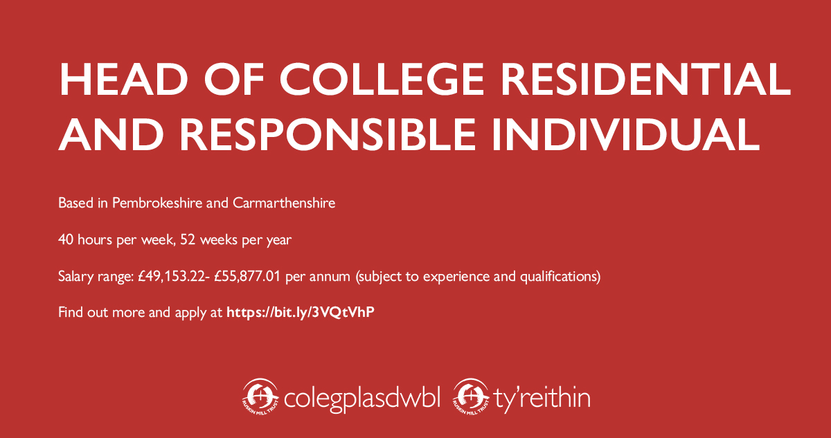 We have an exciting and rewarding opportunity available to join our team as our Head of Residential and Responsible Individual at Coleg Plas Dwbl and its satellite Ty'r Eithin in Wales. Find out more and apply at bit.ly/3VQtVhP