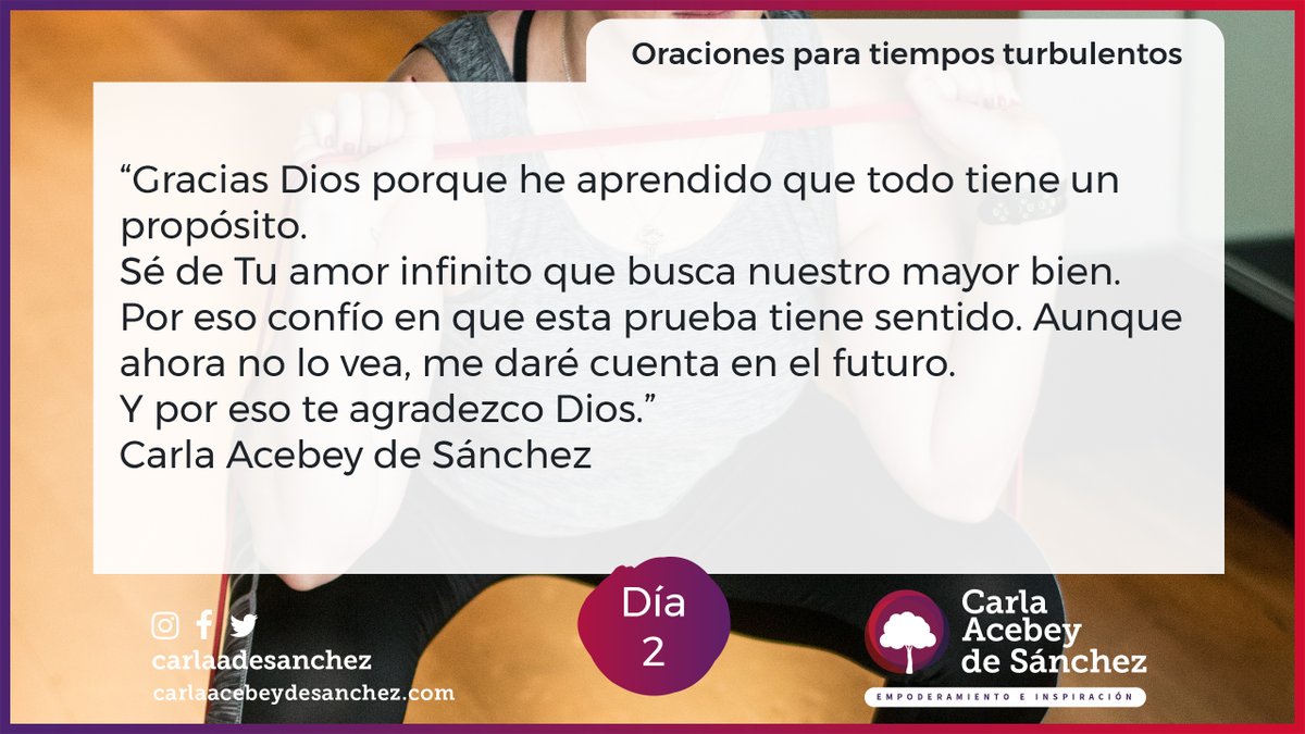 Feliz día. Indudablemente vivimos tiempos confusos. Aun así, mi confianza esta puesta en Dios, esa Inteligencia Infinita que lo sabe todo y mueve los hilos de manera perfecta. Por eso estas oraciones para esta semana.“Gracias Dios porque he aprendido que todo tiene un propósito.”