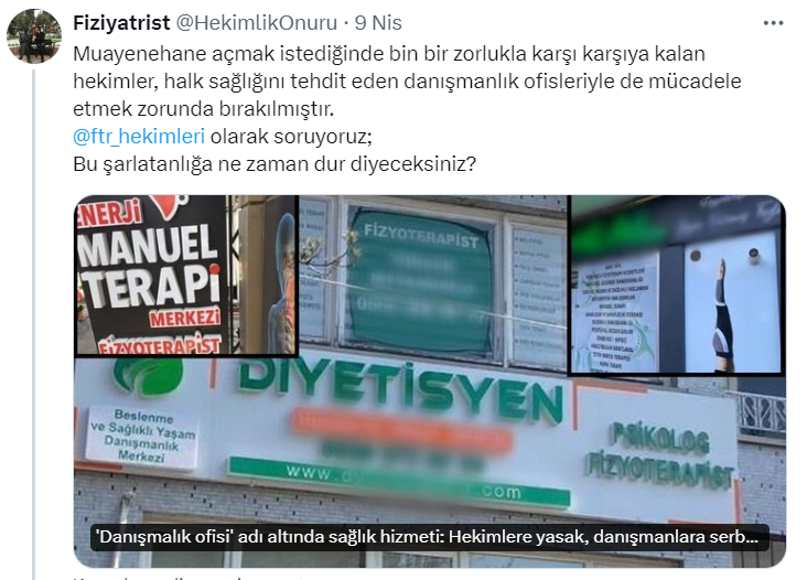 Öncelikle herkesin Ramazan bayramını kutluyorum. 

Son günlerde birkaç yerde FTR hekimi ile Fizyoterapistlerin aşağıdaki post üzerinden tartıştığını görmüştüm. 

Aslında bakarsanız, yaptığımız işi “şarlatanlık” olarak adlandıranlarla, eğitimsiz kırıkçı-çıkıkçı, hacı hoca