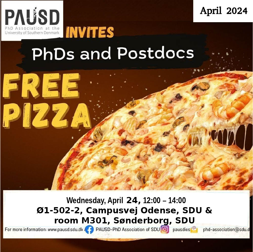 SDU_PhD's tweet image. PAUSD - PhD Lunch

The PhD lunch will be held on the Odense and Sønderborg Campuses ! Come join us and other PhD students and PostDocs on Wednesday, April 24th, from 12:00 to 14:00 for lunch.

Event details: fb.me/e/gf1rGvoAF