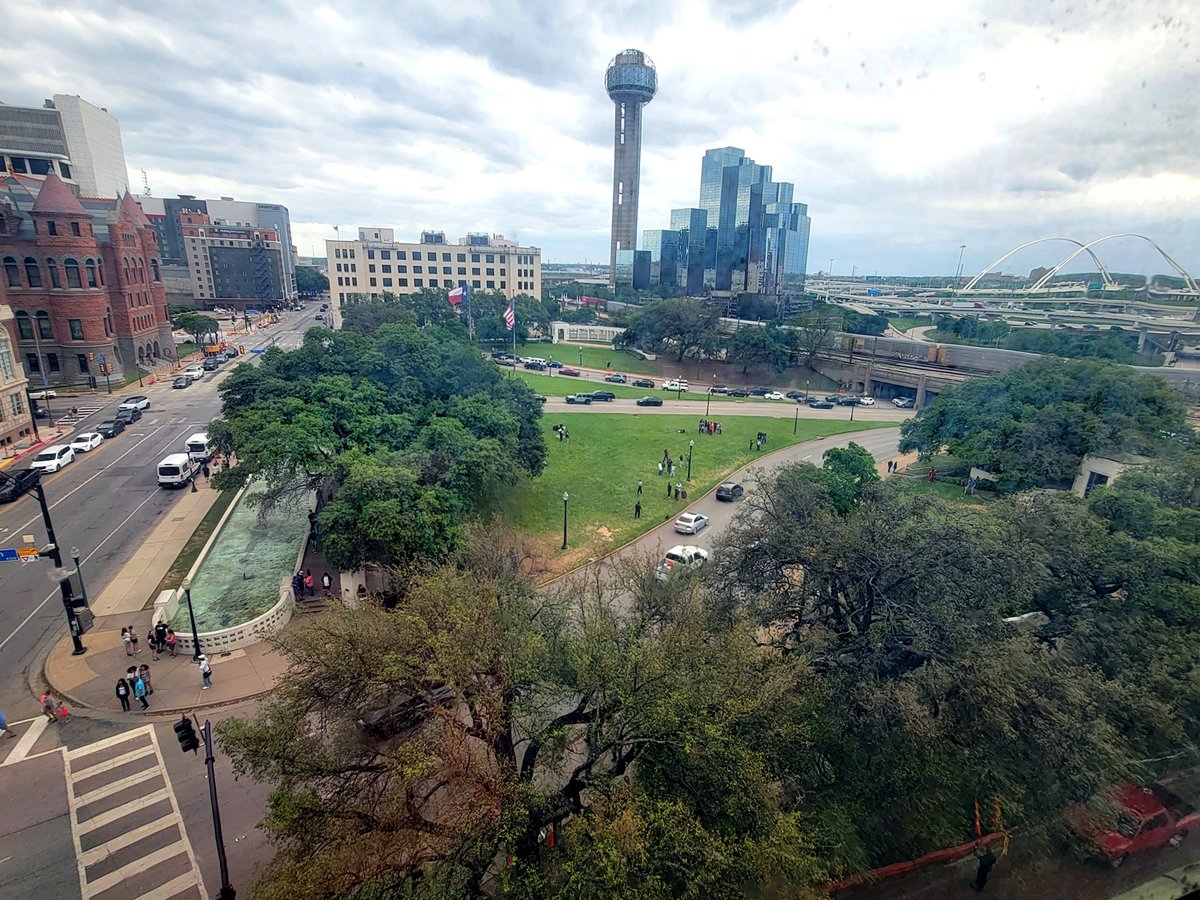 Dealey Plaza from the 6th Floor window this week, looking back on an event more than 60 years ago that changed history forever.